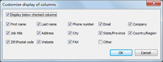 Customize Display Columns