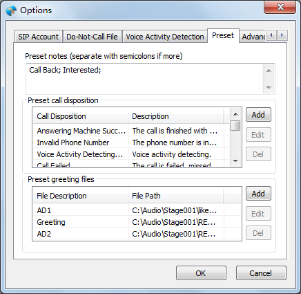 Preset Settings