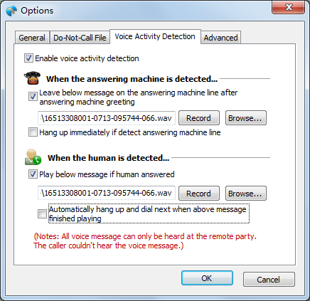 Voice Activity Detection Settings